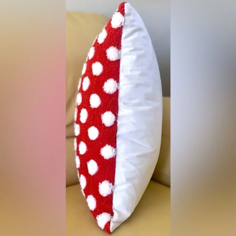 Set/2 Plush Fun Jacquard Red & White Christmas Polka Dot 18
